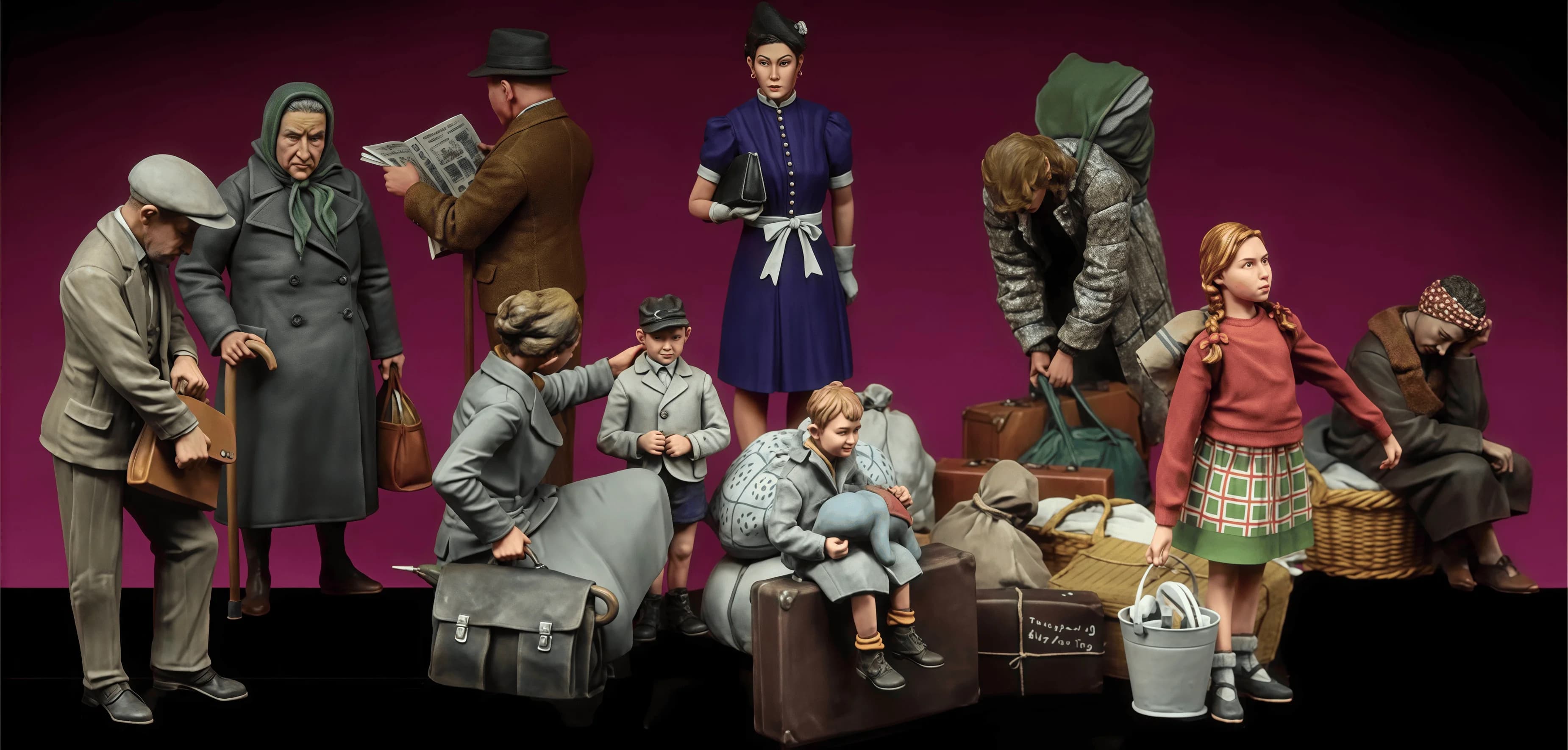 Kit modello in resina colata 1/35, GK, civili e detriti della seconda guerra mondiale, non verniciato
