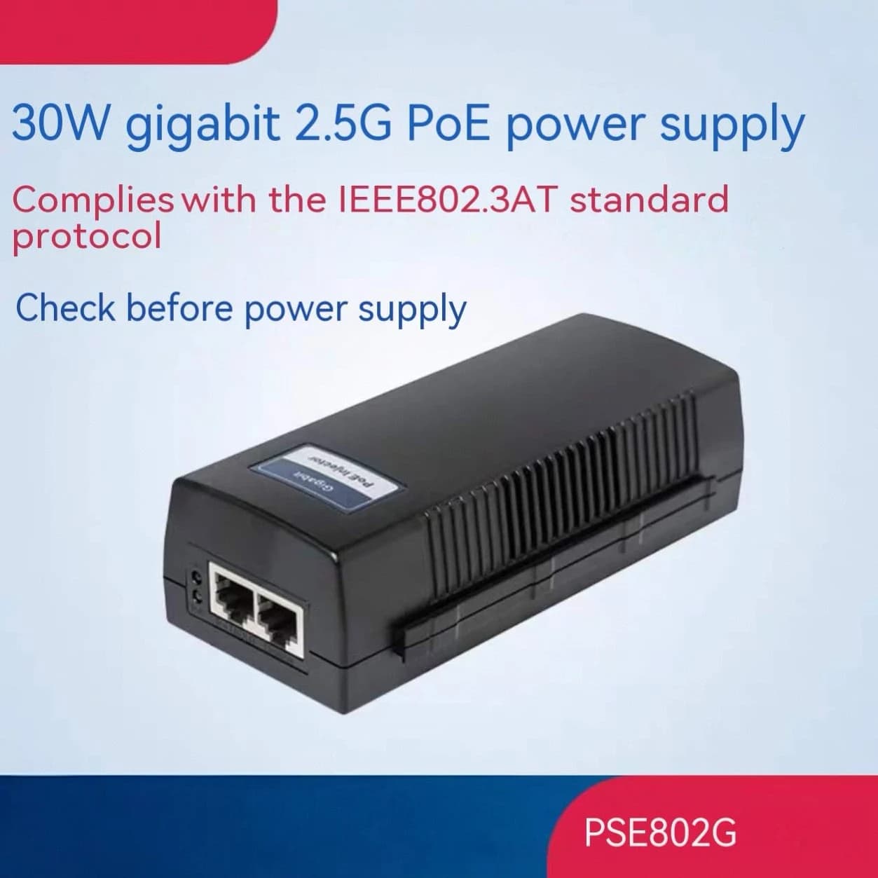 Iniettore POE PSE802G Modulo di Alimentazione Adattatore 48V/56V Standard AF/AT Gigabit 2.5G 30W Rilevamento Automatico AP DAHUA