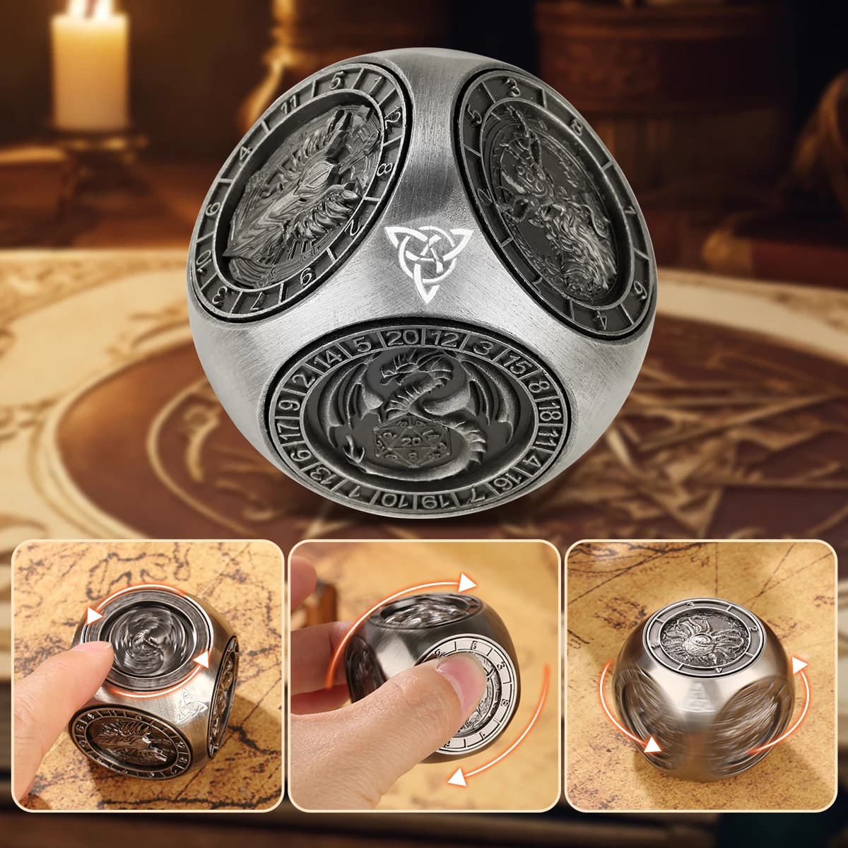 Dadi rotanti a sei facce Spinner Game Regalo per feste per giochi di ruolo Regalo di dadi per giochi di intrattenimento