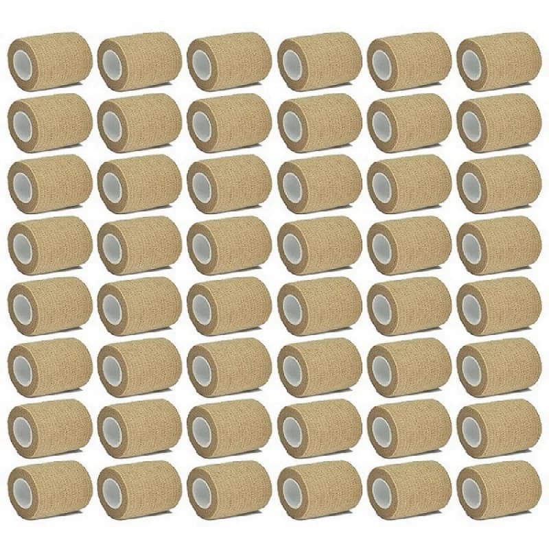 6/48 pezzi bende elastiche traspiranti autoadesive in garza beige per il fissaggio sportivo della gamba del polso del dito