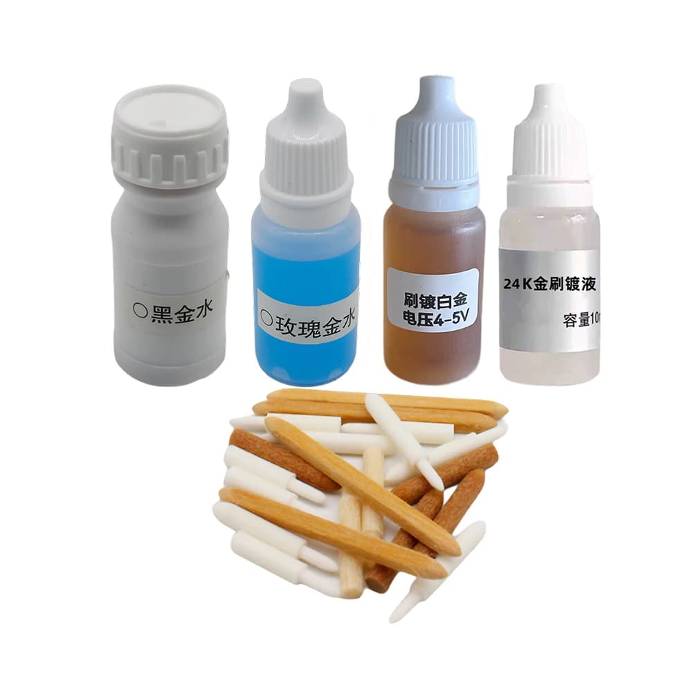 Kit soluzioni per placcatura penna da 10 ml Liquido galvanico in oro 24k con punte da 20 pezzi Riparazione gioielli Rivestimento in metallo su