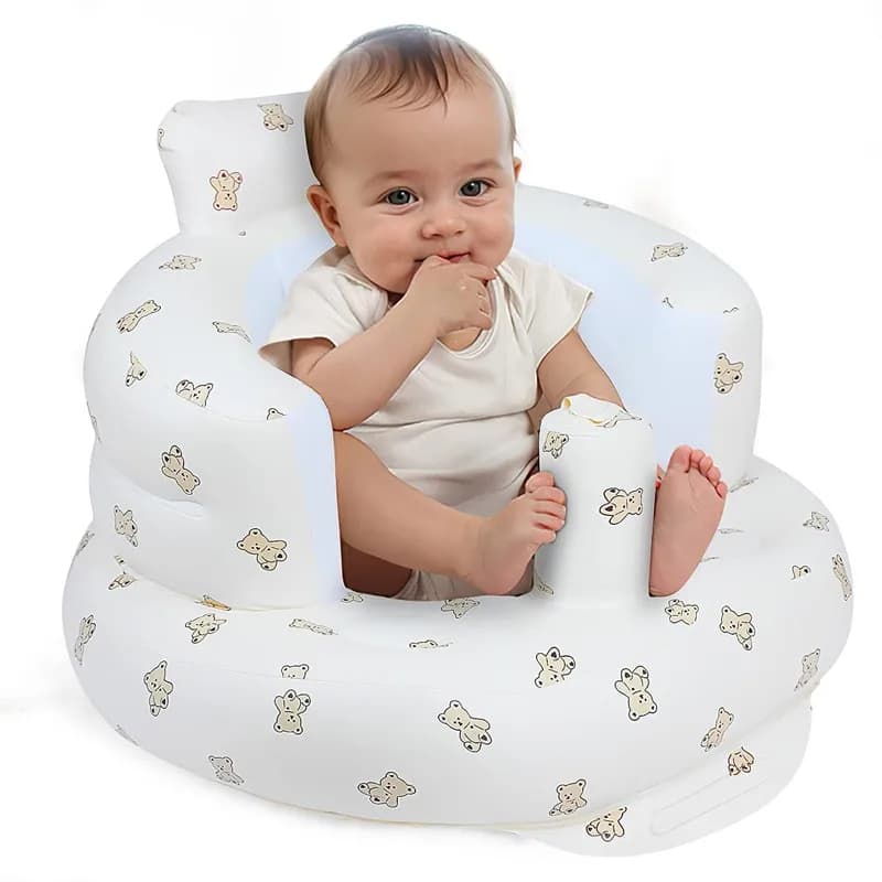 Sedile gonfiabile per bambini Pompa d'aria incorporata Sedia di supporto per la schiena infantile per 0-3° bambino seduto Sedia da doccia portatile