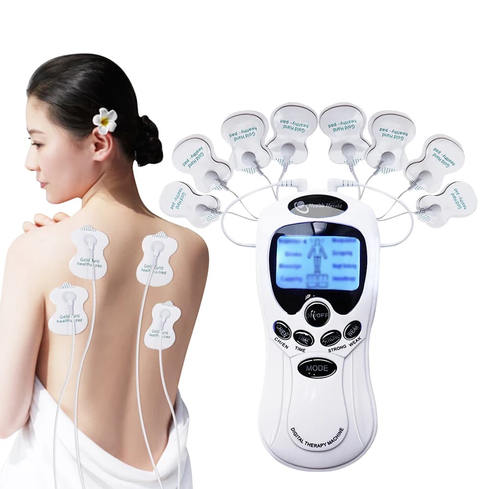 Stimolatore Muscolare Digitale TENS Elettrico a 8 Modalità, Massaggiatore Portatile a Microcorrente a Bassa Frequenza