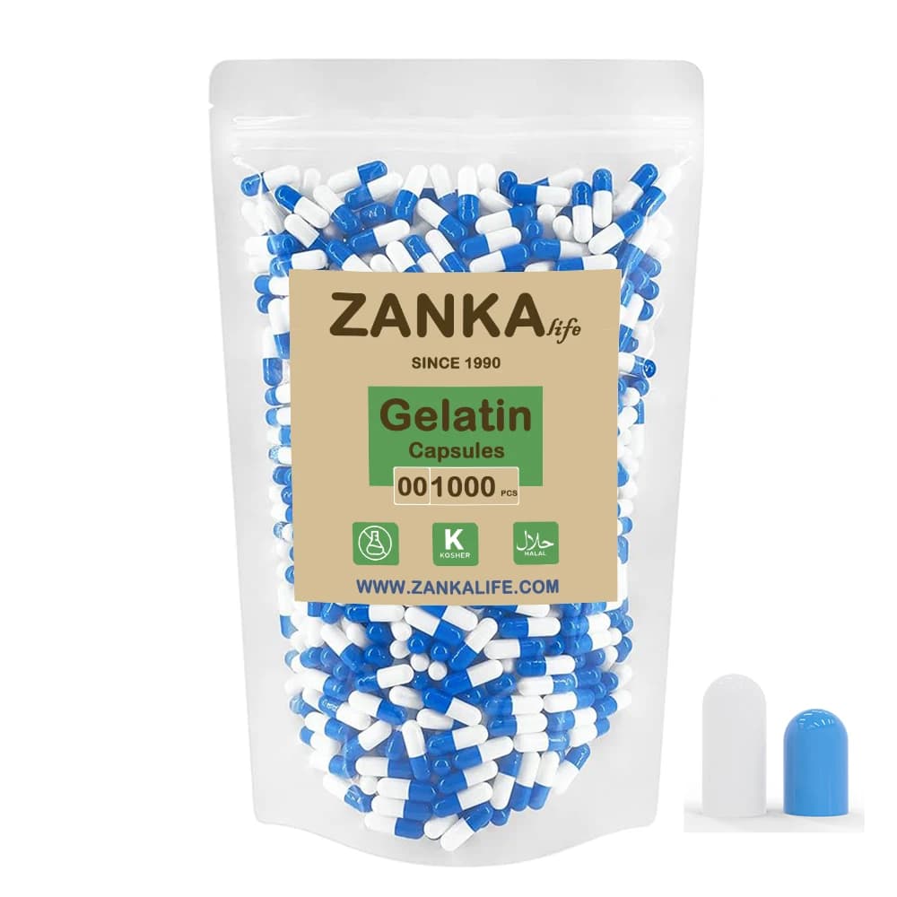 Capsule di gelatina vuote blu-bianche all'ingrosso Szie 00 0 1 2 3 4 Capsule di gelatina separate unite