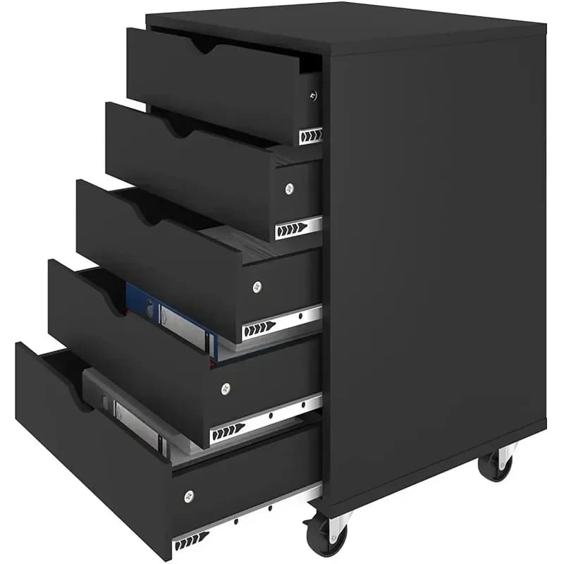 Dextrus 5 cassetti in legno schedario cassettiera Mobile Organizer per ufficio per ufficio, nero, schedario