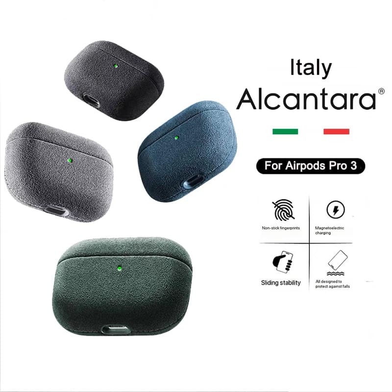 Custodia in Alcantara al 100% per AirPods Pro 3 Pro3 Custodie in pelle di lusso Alcantara per Apple AirPods 4 Pro 3 2 Pro3 Custodia protettiva sottile