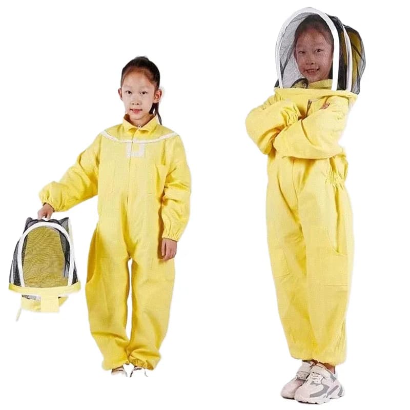 1 pz tuta in cotone giallo tuta a prova di api per bambini tuta spaziale berretto anti-ape strumenti per l'apicoltura