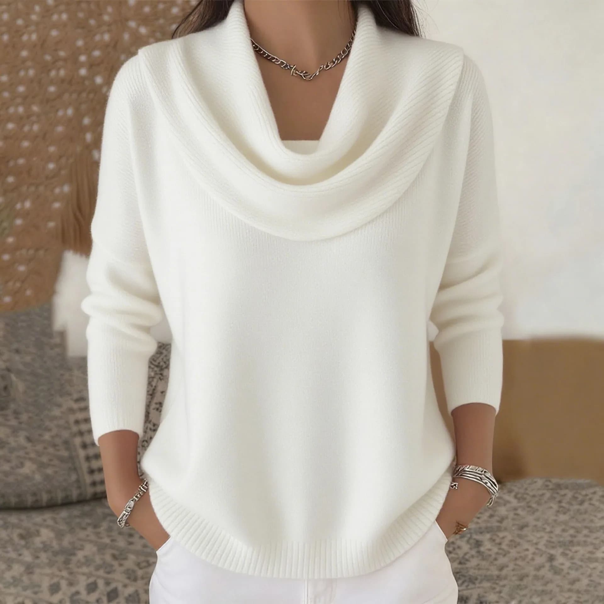 Maglione Invernale da Donna in Maglia Oversize Chic con Collo a O, Pullover Vintage Morbido e Caldo, Maglioni Rossi Vintage per Donne 2026