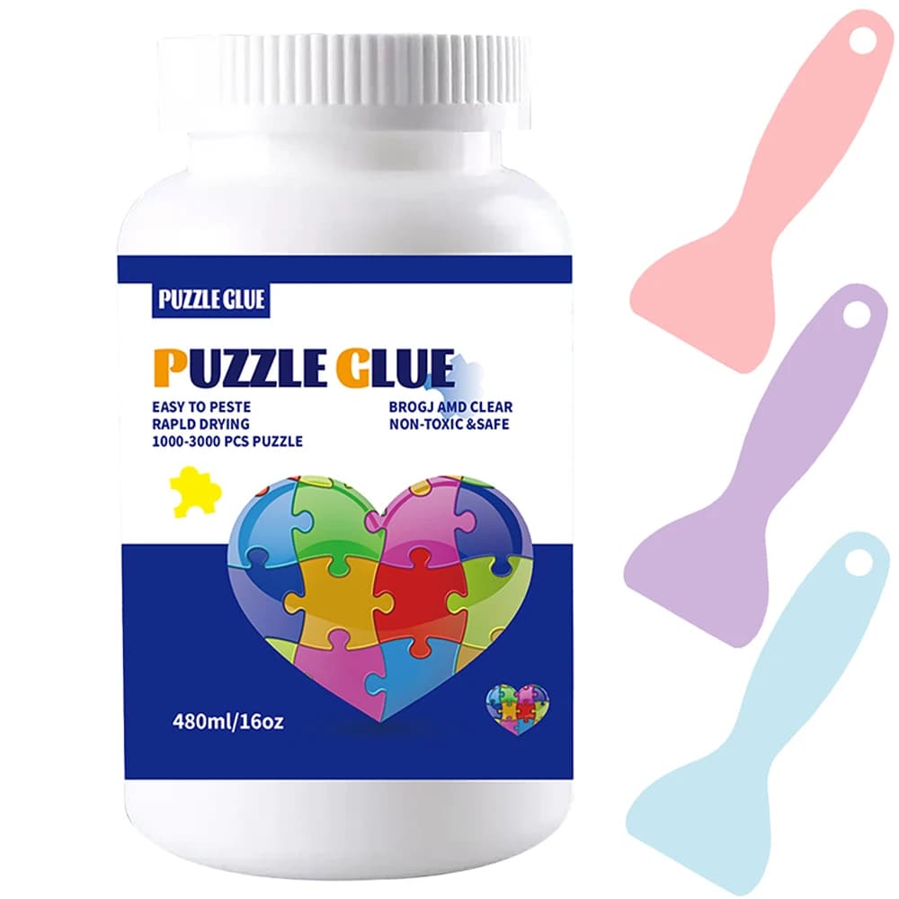 Colla Trasparente per Puzzle Adatta per 1000/2000/6000 Pezzi di Puzzle in Carta e Legno, Fogli di Colla Speciale Idrosolubile per Puzzle