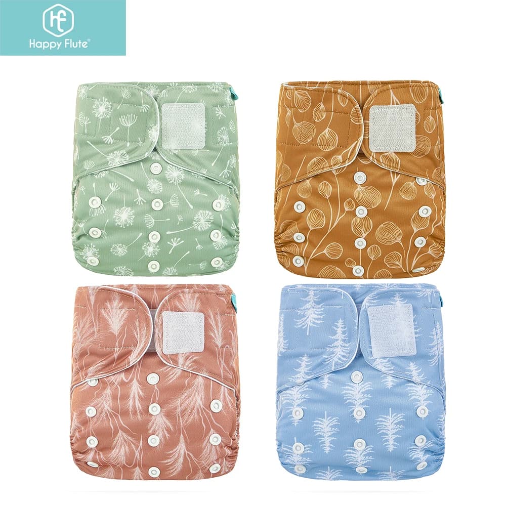 Happyflute Vendita Calda OS Tasca Pannolino 4 pz/set Lavabile e Riutilizzabile Assorbente Pannolino Ecológico Nuova Stampa Regolabile Copertura Del
