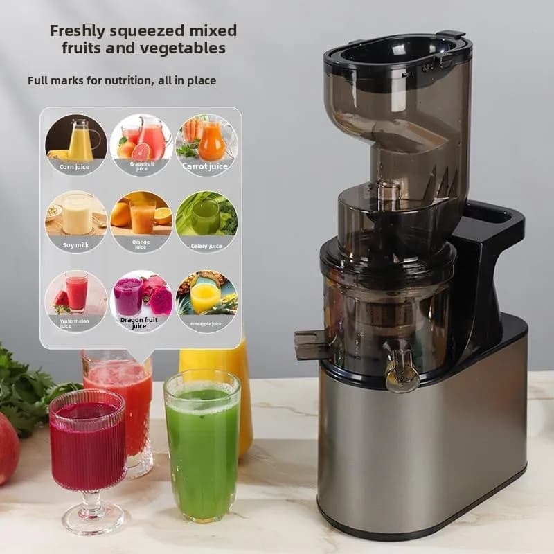 Estrattore automatico commerciale di succo di spremiagrumi lento in acciaio inossidabile da 2 litri con bocca grande di separazione della polpa