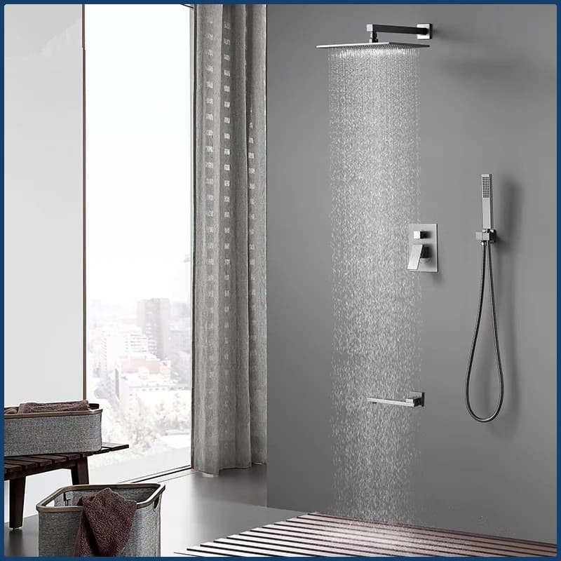 Sistema doccia a scomparsa Uscita acqua a 2/3 vie Set di rubinetti per doccia da bagno nascosti Set doccia per bagno a pioggia in ottone incorporato
