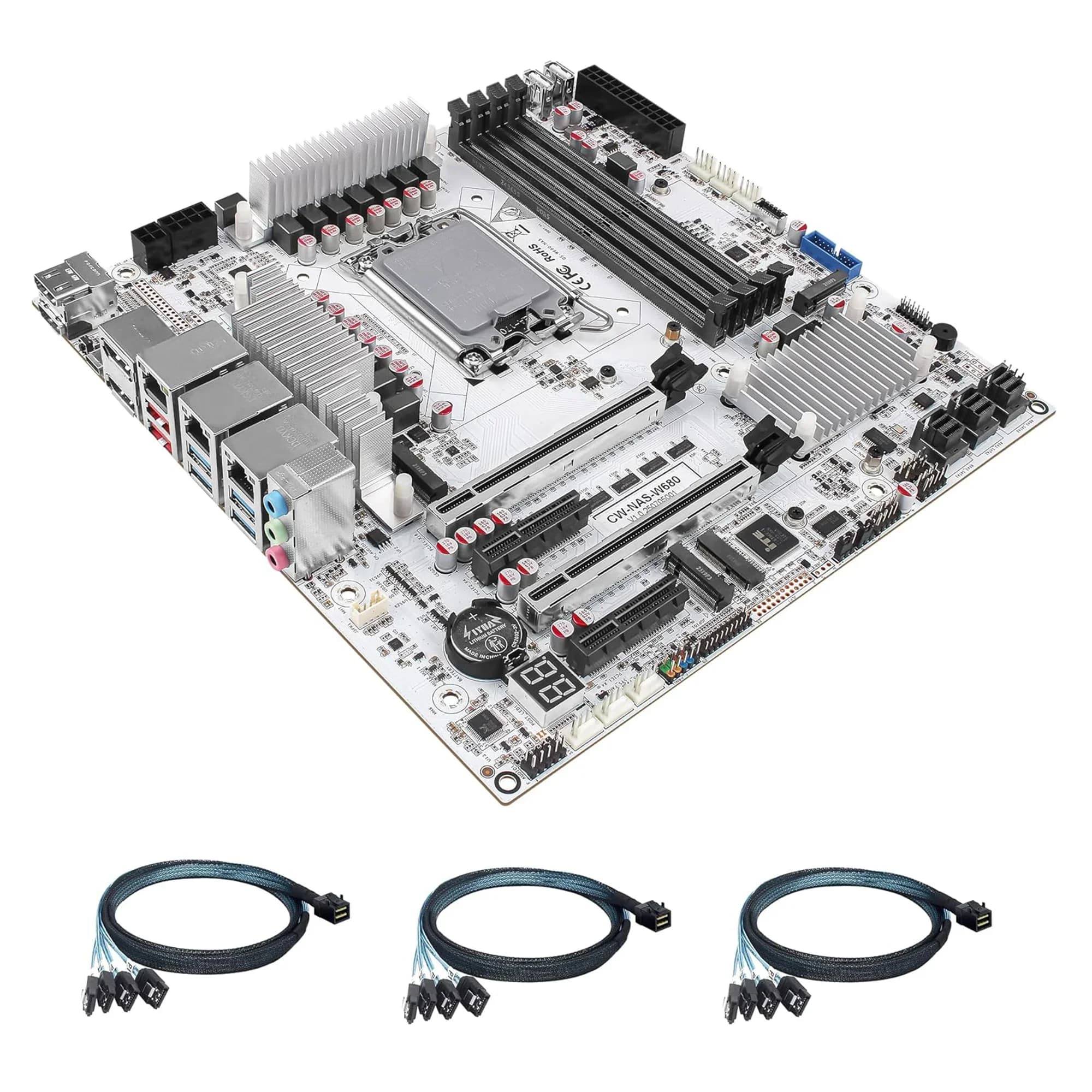 Scheda Madre M-ATX W680 per Server NAS a 12 Bay (LGA1700, 12a/13a/14a Generazione) Processore Desktop, 4* U-DIMM DDR5 MAX 4 * 32GB, 3* M.2 NVMe, 12*