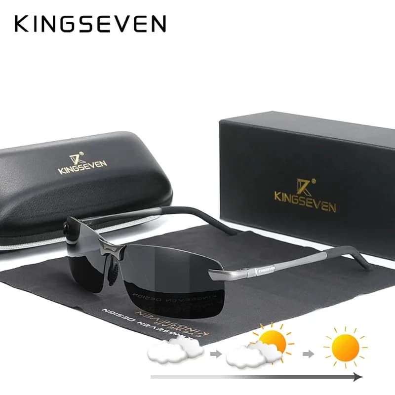 KINGSEVEN Occhiali da sole senza montatura da uomo alla moda Occhiali da guida polarizzati UV400 Occhiali da vacanza fotocromatici con mezza montatura