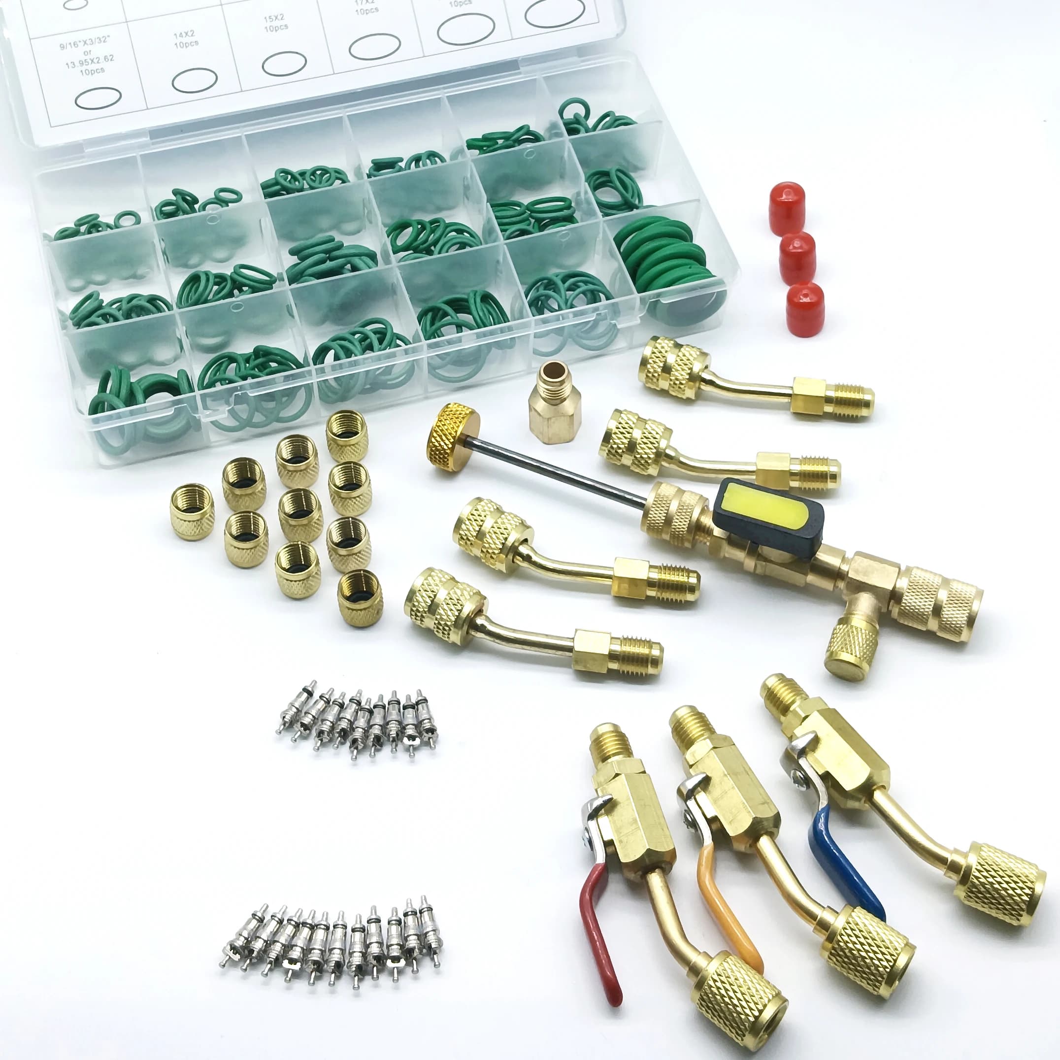 Kit di installazione per rimozione nucleo valvola strumento refrigerante valvola aria condizionata con doppia porta da 1/4" e 5/16", per R22 R410a
