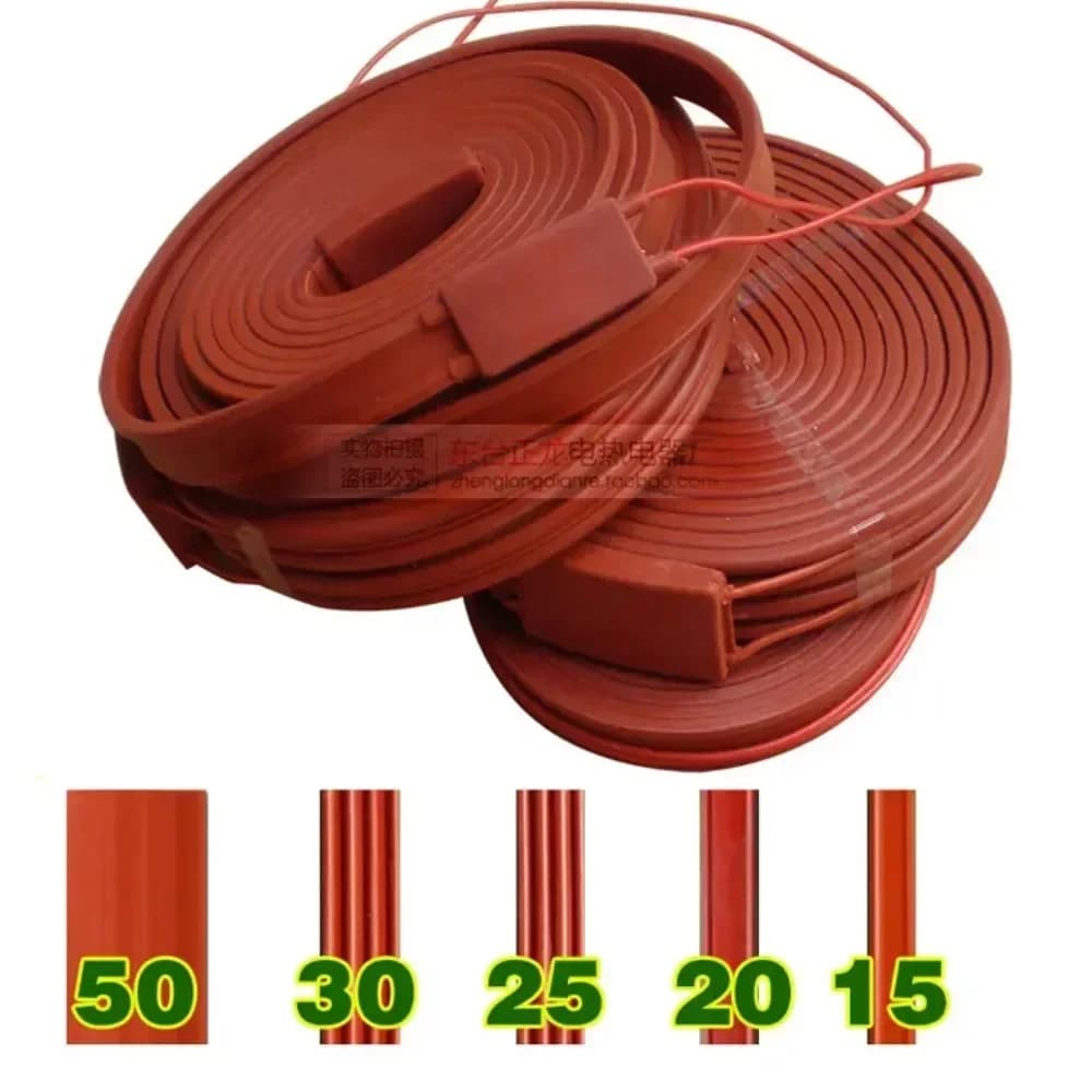 12V 24V 36V 48V 110V 220V 15 20 25 30 50 mm 1-20 metri Impermeabile flessibile in silicone Riscaldatore Striscia Cintura Protezione antigelo
