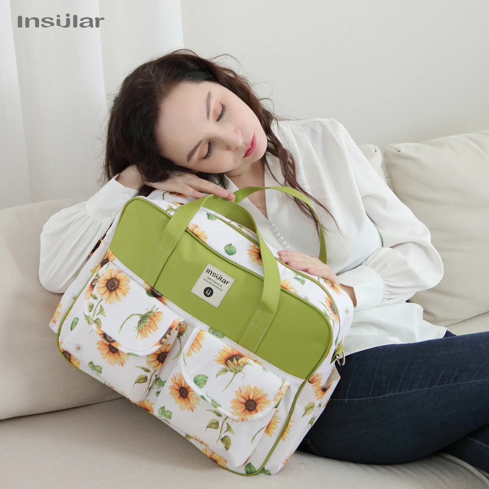 Borsa per pannolini per bambini insulare Borsa per mamma di grande capacità Borsa a tracolla Stampa di moda Borse per pannolini per passeggino per