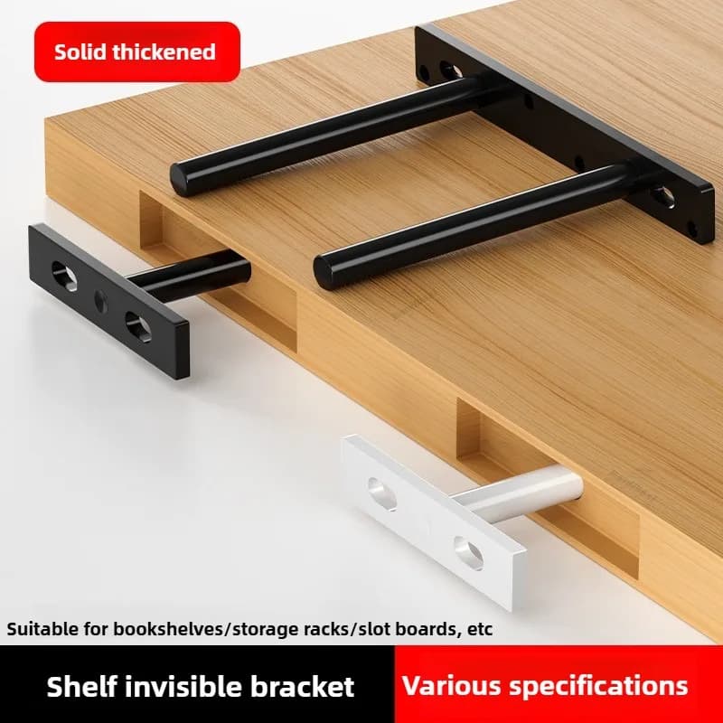 Mensola a Muro Invisibile, Mensola Galleggiante con Staffe in Acciaio Laminato a Freddo, Supporto Nascosto per Mobili Resistenti