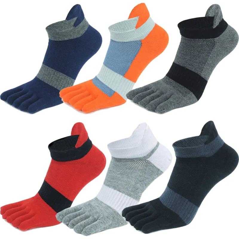 5 paia di calzini grandi da uomo in cotone per ragazzi con dita dei piedi Calzini da corsa sportivi traspiranti in rete a 5 dita da uomo 46 47