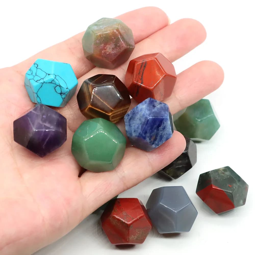 Cristalli di Geometria Sacra, Solidi Platonici, Pietre Geometriche Dodecaedriche per Reiki e Chakra, Decorazione Portafortuna per la Casa