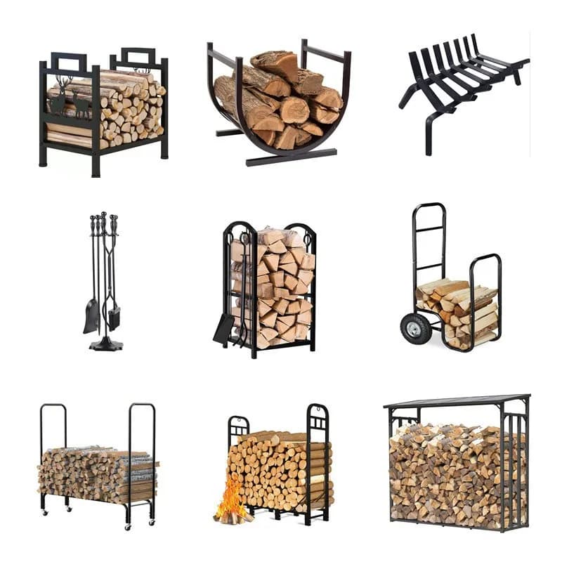 Attrezzi per caminetto per interni ed esterni, scaffali per legna da ardere, scaffali per impilare legna da ardere, scaffali per smistamento e