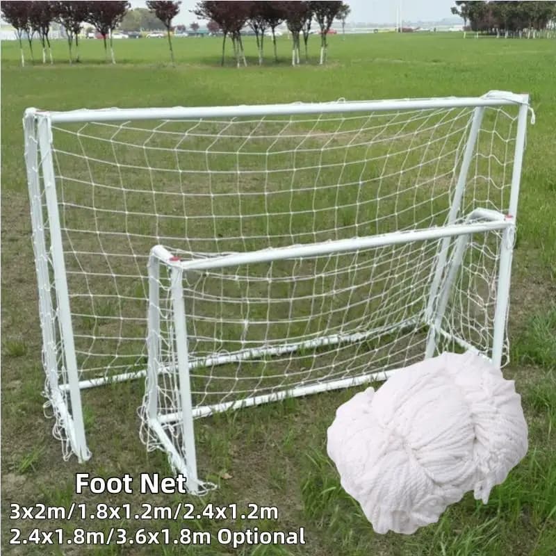 1 pz Rete da calcio Rete da calcio a grandezza naturale per porta da calcio Junior Allenamento sportivo 1.8 m * 1.2 m 3 m * 2 m 7.3 * 2.4 m Rete da