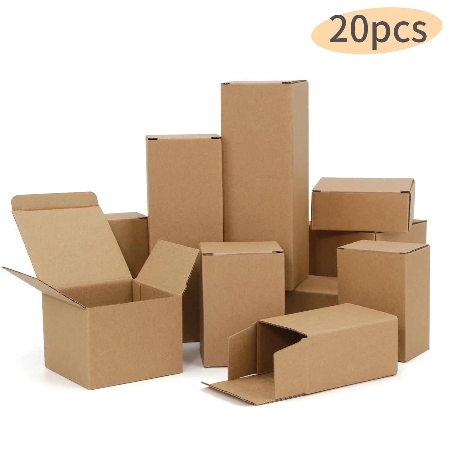 20 pezzi/scatola di carta kraft marrone scatola regalo per feste scatola fai da te scatola di cartone per feste di matrimonio Multi Size