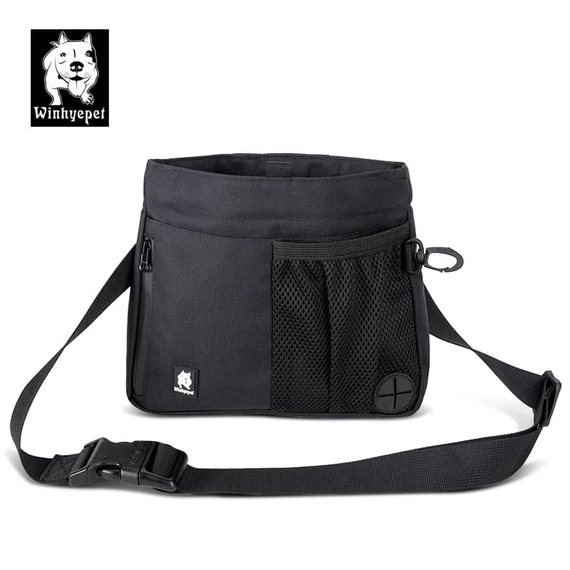 Winhyepet Dog Training Bags Pet Snack Food Container Reward Interactive Waist Feeder Bag con Clip regolabile cintura in vita