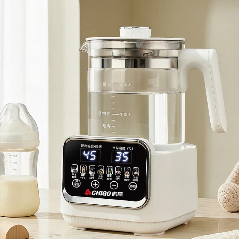 Bollitore Elettrico da 1,5L per Casa, Multifunzione con Regolatore di Temperatura per Latte e Tè, Mantenimento Automatico del Calore, 800W
