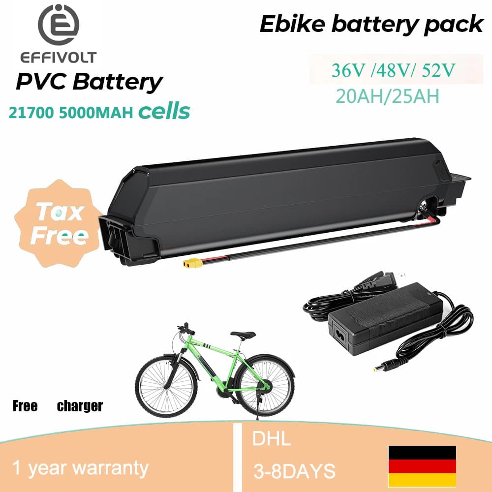 Batteria per Bicicletta Elettrica, Batteria Mini per E-bike, Batteria Integrata per E-bike 36V 13AH, 48V 13AH, 48V 20AH per Bici Elettrica