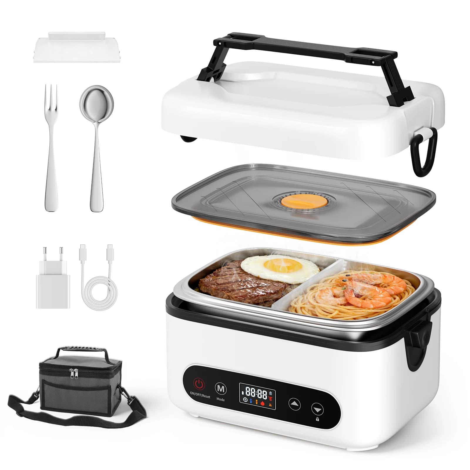 Scaldavivande Portatile Senza Fili 100/80/60W Riscaldamento Rapido 1/1.2L Grande Capacità 4 Modalità di Riscaldamento con Timer 12000mAh per Ufficio