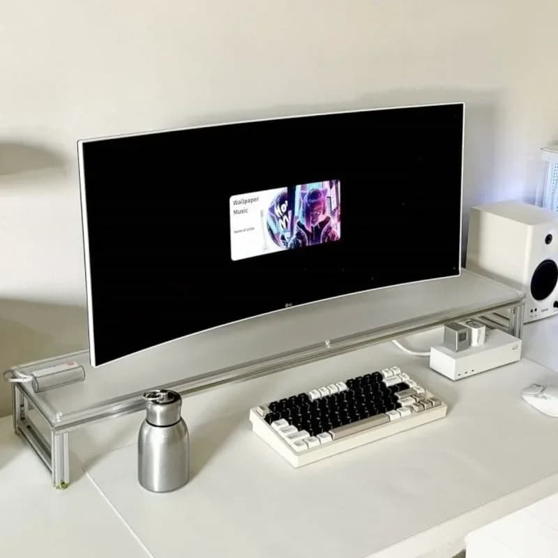 Supporto per monitor in alluminio Riser da tavolo in acrilico Organizzatore per scaffale per laptop Elegante supporto ergonomico in altezza per la