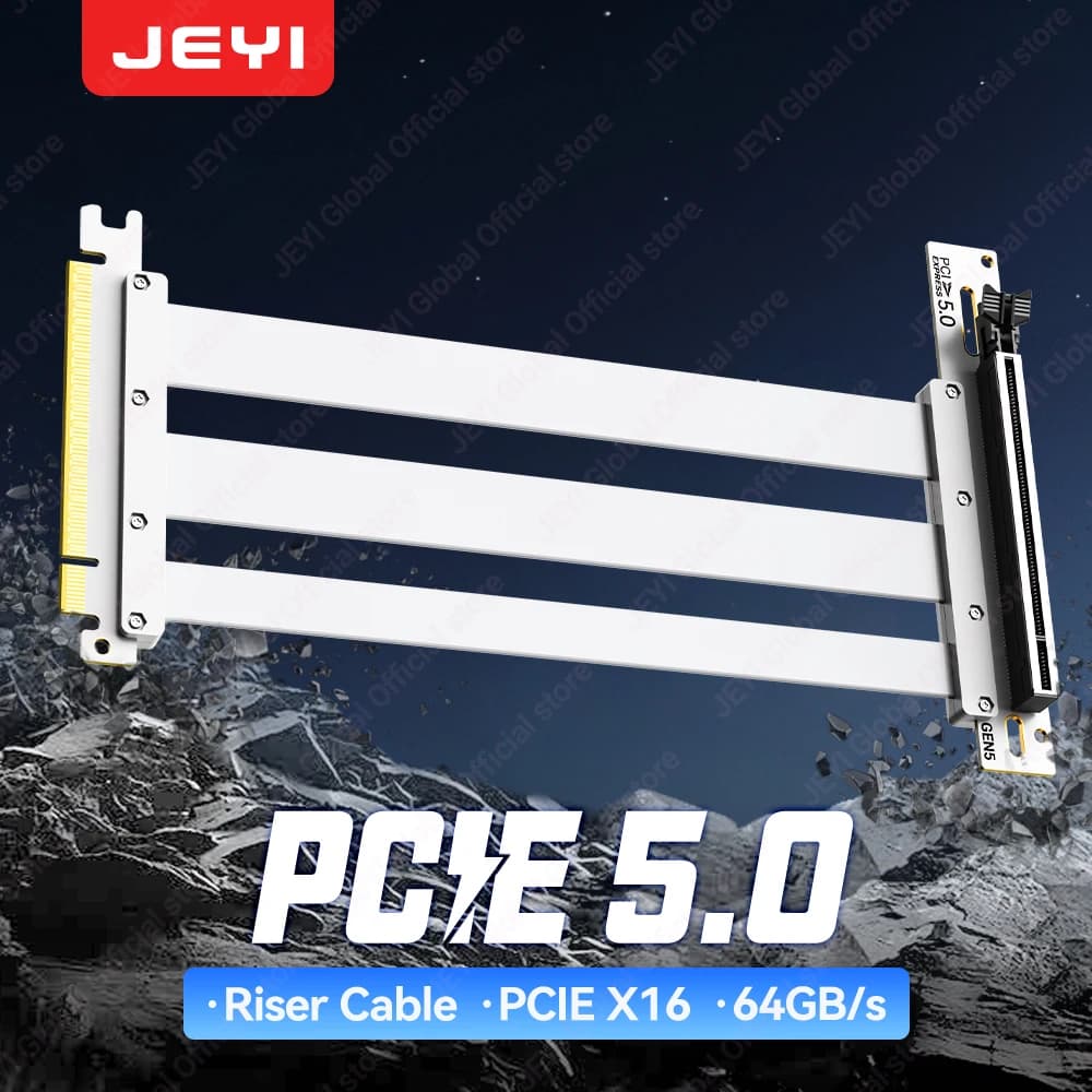 Cavo riser JEYI PCIe 5.0 X16 - 90 °   Estensione GPU per RTX 5090/4090 e RX 7900 XTX, Impianto di Mining, WRX80/TRX40, 15 cm/18 cm/20 cm/30 cm