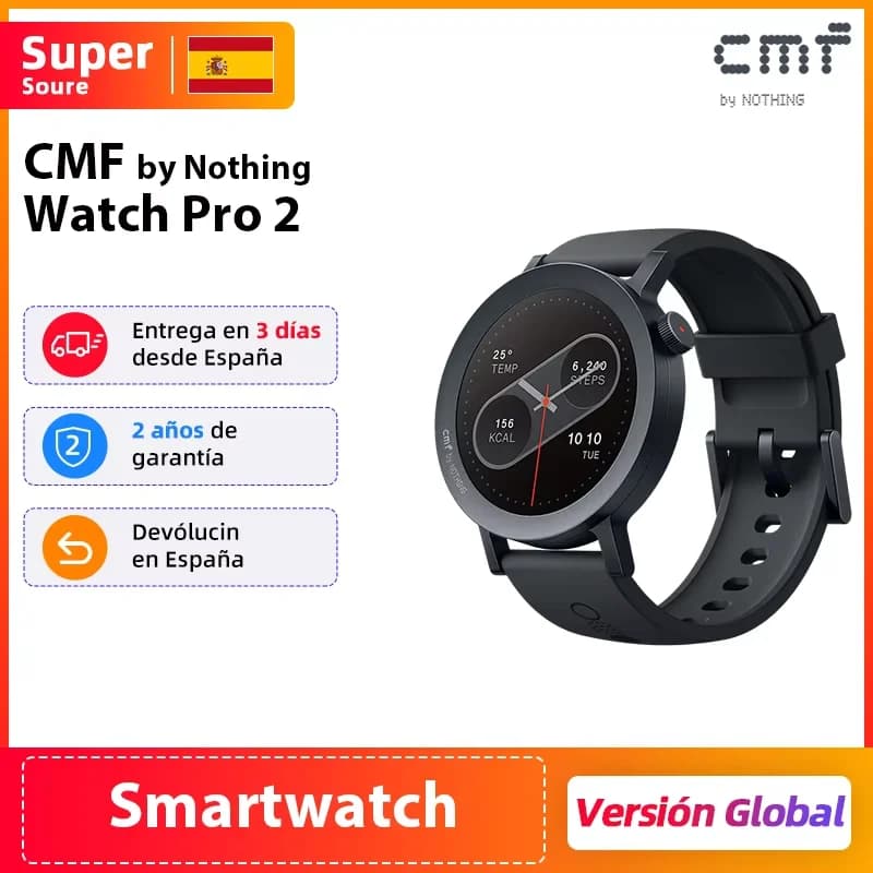 Versione globale CMF by Nothing Watch Pro 2 Display AMOLED da 1,32" Chiamate Bluetooth con riduzione del rumore AI GPS multi-sistema integrato