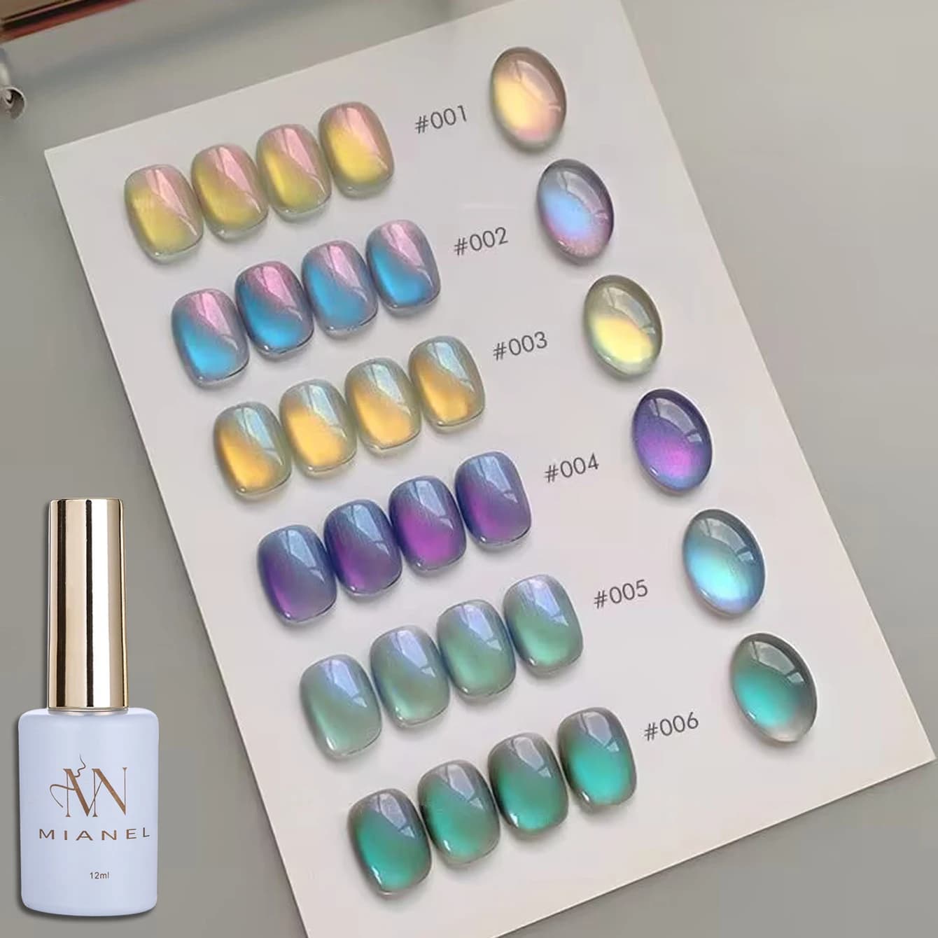 MIANEL 1-6 pz 12 ML 2025 Nuove Luci del Nord Perle di Vetro Colorate Lampeggiante Magnetico Cat Eye Gel Smalto per unghie UV HA CONDOTTO LA Luce