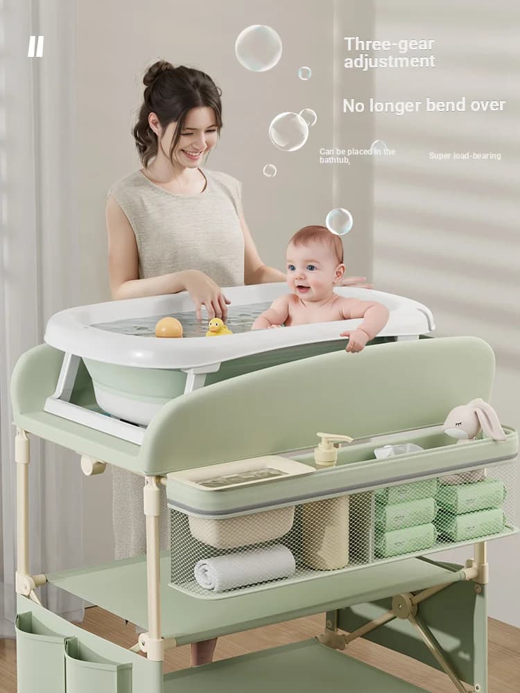 Fasciatoio per bambini pieghevole multifunzionale regolabile in altezza Stazione per pannolini portatile per neonati con ampio spazio di archiviazione