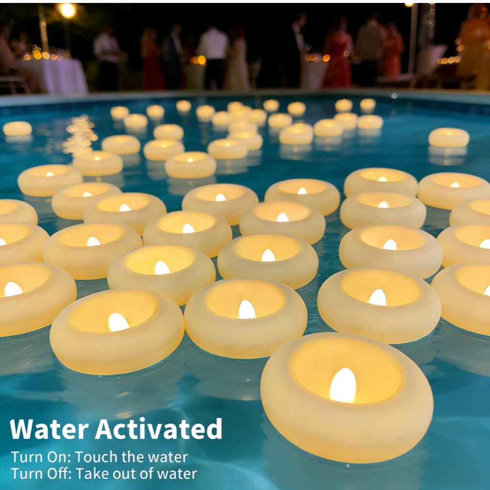 Candele galleggianti elettriche senza fiamma per piscina, impermeabili, realistiche, per feste, matrimoni, romantiche, 12/24 pezzi.