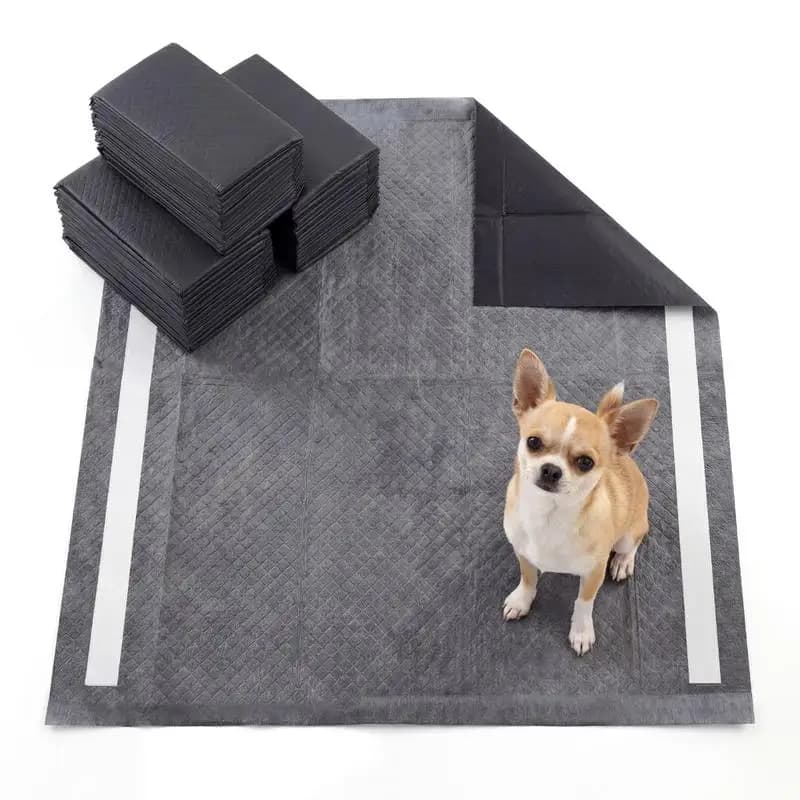 Tappetini assorbenti per cani color carbone da 24 x 24 pollici, a 6 strati, per cani, neri