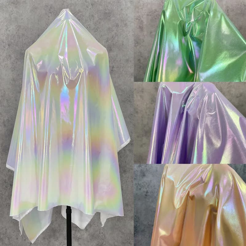 Tessuto lucido sfumato arcobaleno per giacche, venduto al metro, per abbigliamento, giacche, pantaloni, guanti, fai da te, cucito, tessuto