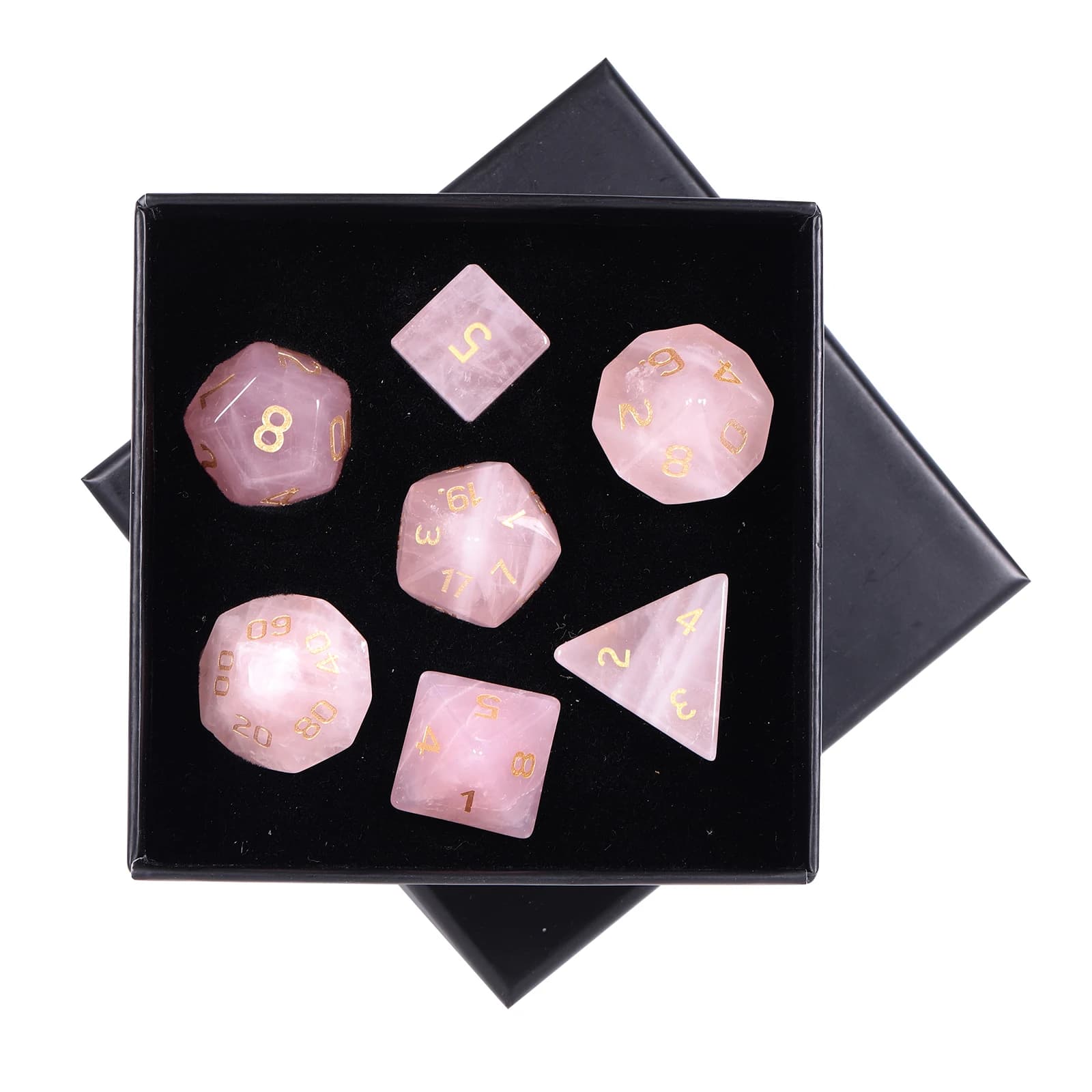 7 pz/set naturale quarzo rosa cristallo poliedrico DND dadi Set pietre burattate lucidate per giochi da tavolo RPG MTG decorazione della casa