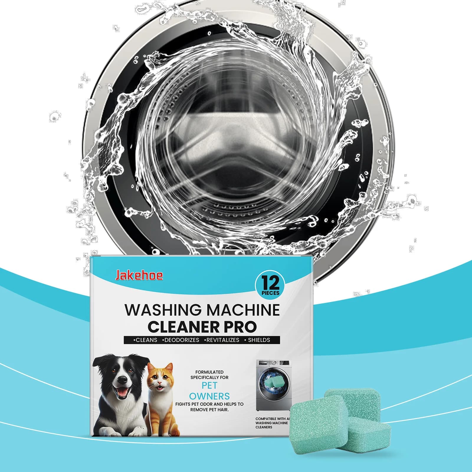 Compresse detergenti per lavatrice Jakehoe formulate per proprietari di animali domestici rimuove facilmente residui, sporco e odori
