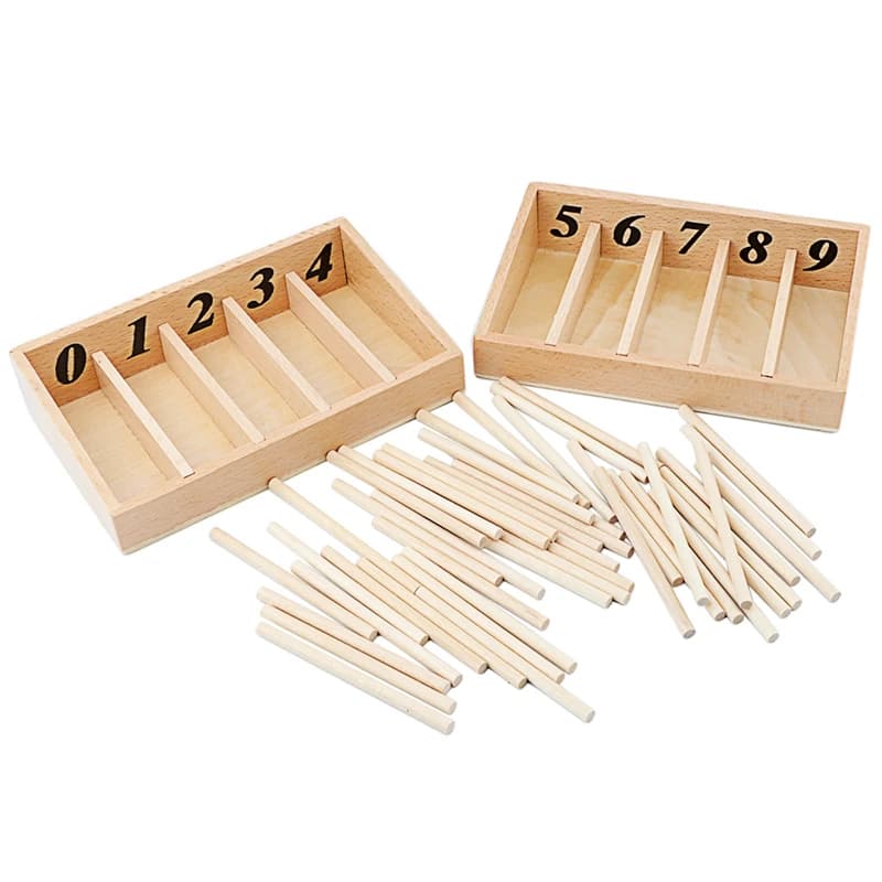 Versione per famiglie Scatola per mandrini giocattolo matematico Montessori con 45 mandrini Smaill Dimensioni Mandrino Giocattoli Regalo educativo per