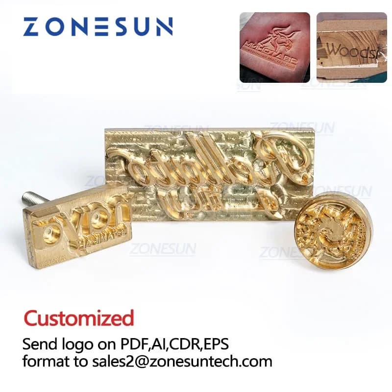 ZONESUN timbri in pelle d'ottone Logo strumenti per intaglio sigillo di goffratura marchio caldo stampo personalizzato riscaldamento su legno cliche
