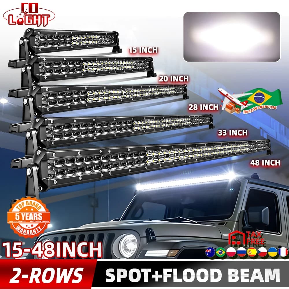 Barra Luminosa a LED CO LIGHT 48 Pollici, Doppia Fila, Combo Flood Spot, Luci di Guida a LED, Luci Fuoristrada a LED per Barche, Camion, SUV, Auto
