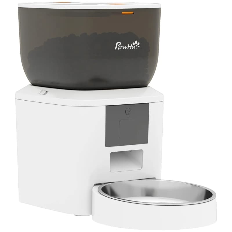 Distributore Automatico di Cibo per Gatti, Wi-Fi 2.4G, Capacità 4L, Controllo tramite App, 1-10 Pasti Giornalieri, Registrazione Vocale