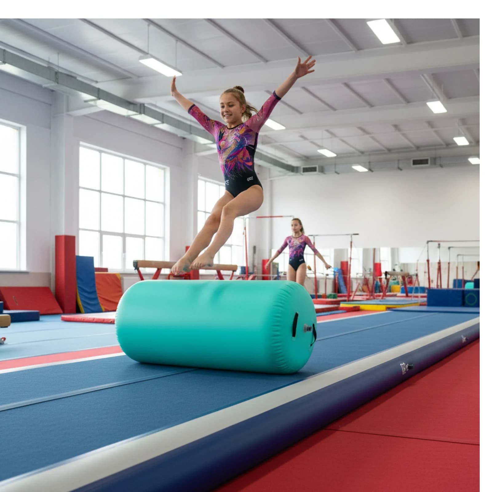 Barile Gonfiabile per Ginnastica, Rullo per Acrobazie in PVC, Attrezzatura Portatile per Supporto Salto a Schiena Invertita