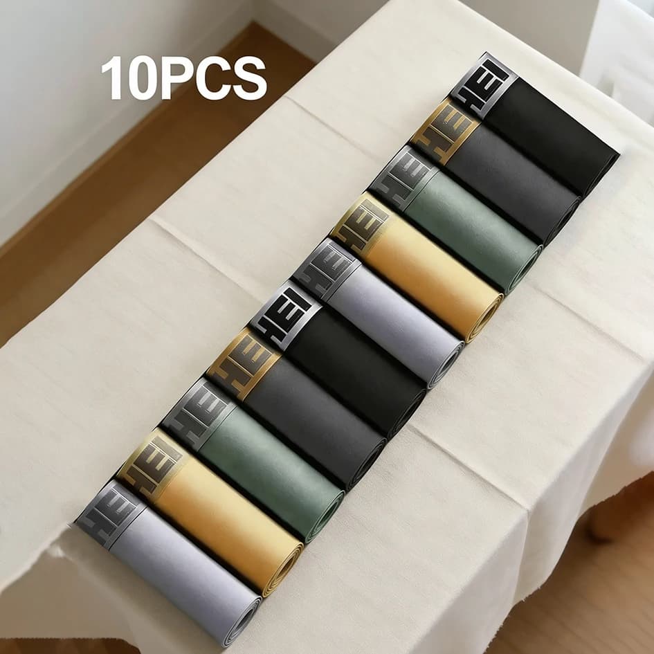 10 Pezzi di Intimo Maschile ad Asciugatura Rapida, Boxer Elasticizzati alla Moda, Slip Casual Sportivi per Ragazzi, Mutande Trendy ad Alta Elasticità