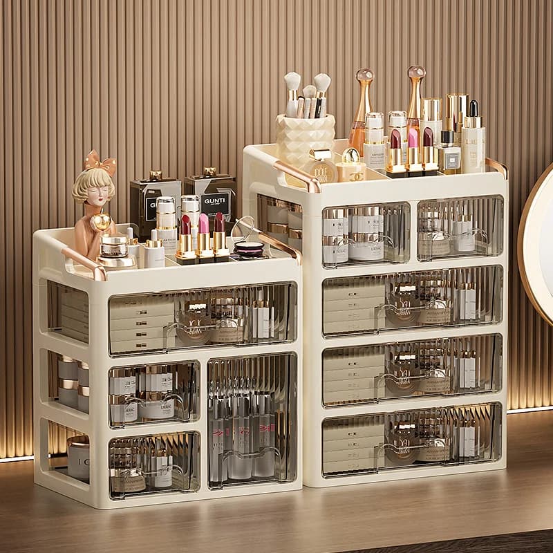 Scatola portaoggetti per cosmetici da tavolo Cassetto per uso domestico antipolvere per la cura della pelle da tavolo, cassettiera per rossetti,
