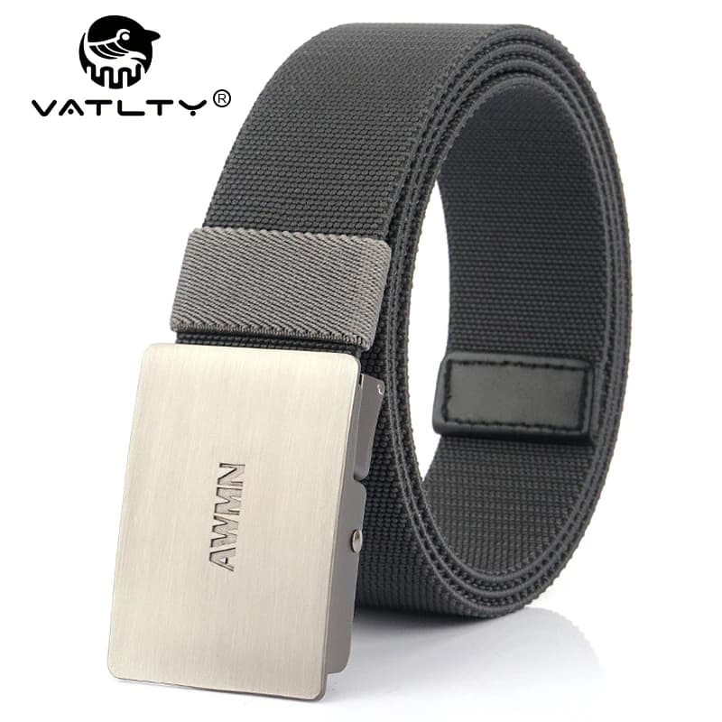 VATLTY Cintura elastica argento da uomo Fibbia in lega a sgancio rapido 105 cm-125 cm Cintura elasticizzata da uomo Cinture da pesca per escursionismo