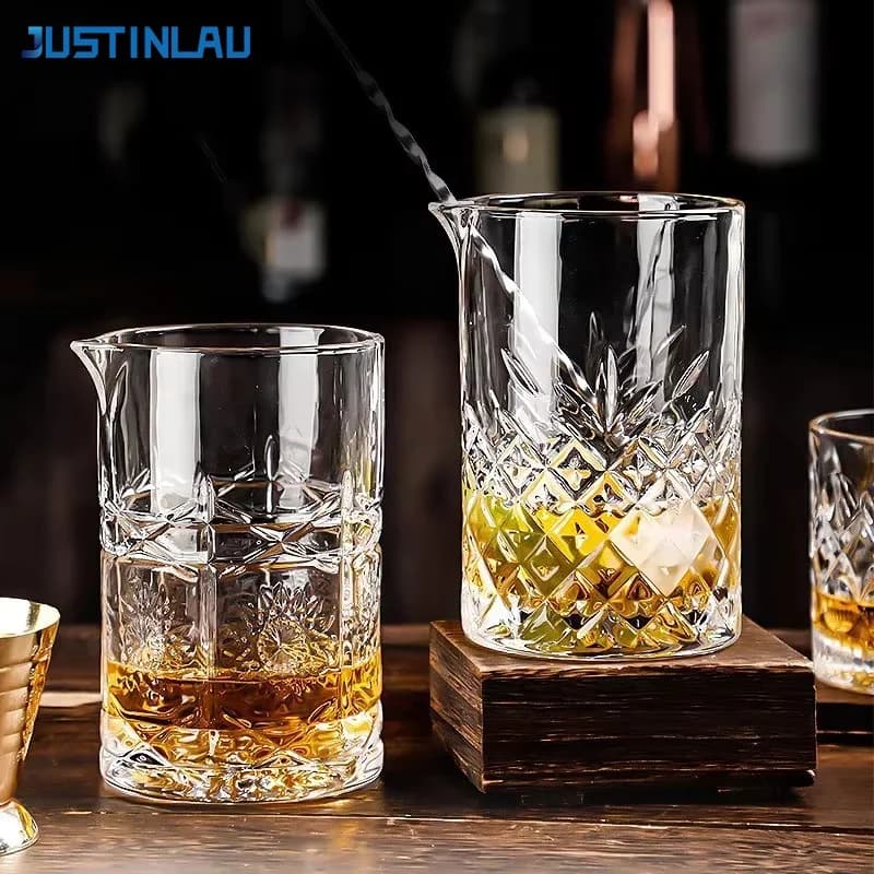 JUSTINLAU Shaker per Cocktail, Bicchiere da Whisky, Tazza Professionale per Mescolare Cocktail, Bicchieri da Bar per Miscelare Vino, Strumenti da Bar